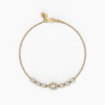 18K Solid Gold 0.25 & 1.16 CT Pear & Round Diamond Chain Bracelet