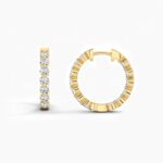 18K Solid Gold 2.20CT Round Cut Diamond Hoop Earrings