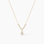18K Solid Gold 1.59Ct Round Diamond Minimalist Drop Necklace