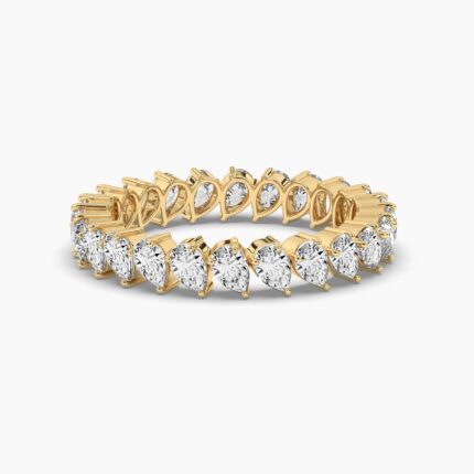18K Solid Gold 3.33CT Pear Cut Diamond Full Eternity Band Ring