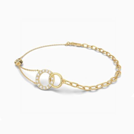 18K Solid Gold 0.25CT Round Diamond Circle Bracelet