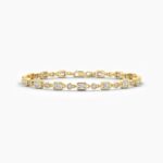18K Solid Gold 0.46CT Radiant & Round Diamond Tennis Bracelet
