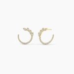 18K Solid Gold 0.50 CT Round Diamond Hoop Earrings