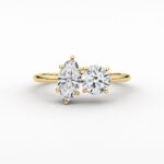 18K Solid Gold 1.50CT Marquise & Round Diamond Toi et Moi Engagement Ring