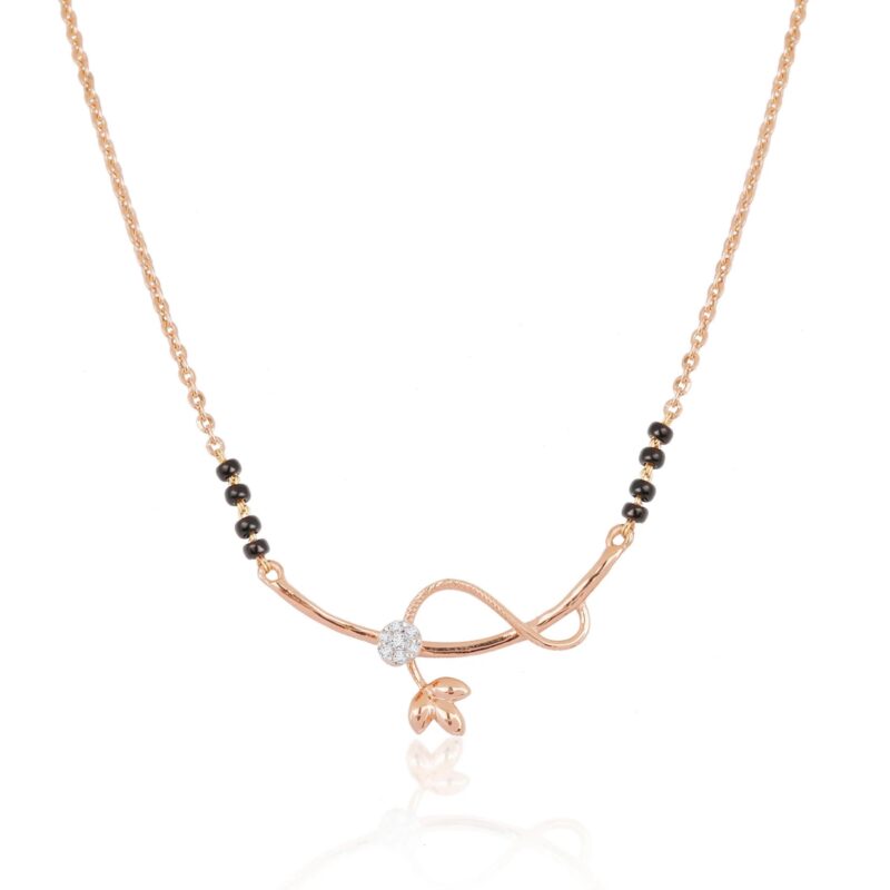 18K Solid Gold 0.06CT Infinity Diamond Mangalsutra Necklace