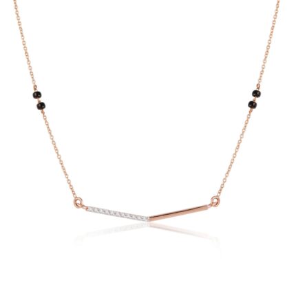 18K Solid Gold 0.08CT Minimalist Diamond Bar Mangalsutra