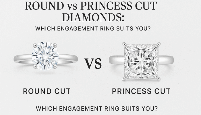 Round vs Princess Cut Diamond Comparison Chart