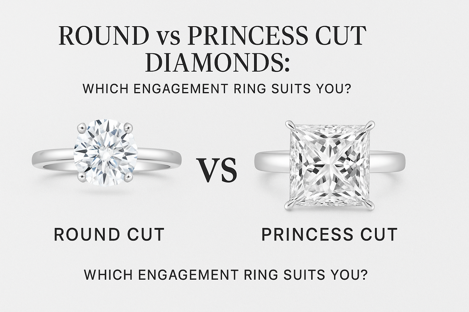 Round vs Princess Cut Diamond Comparison Chart