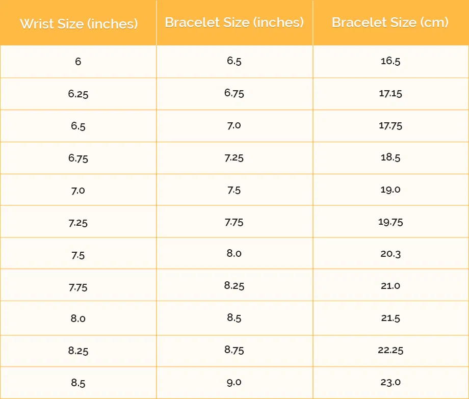 Bracelet Size Guide